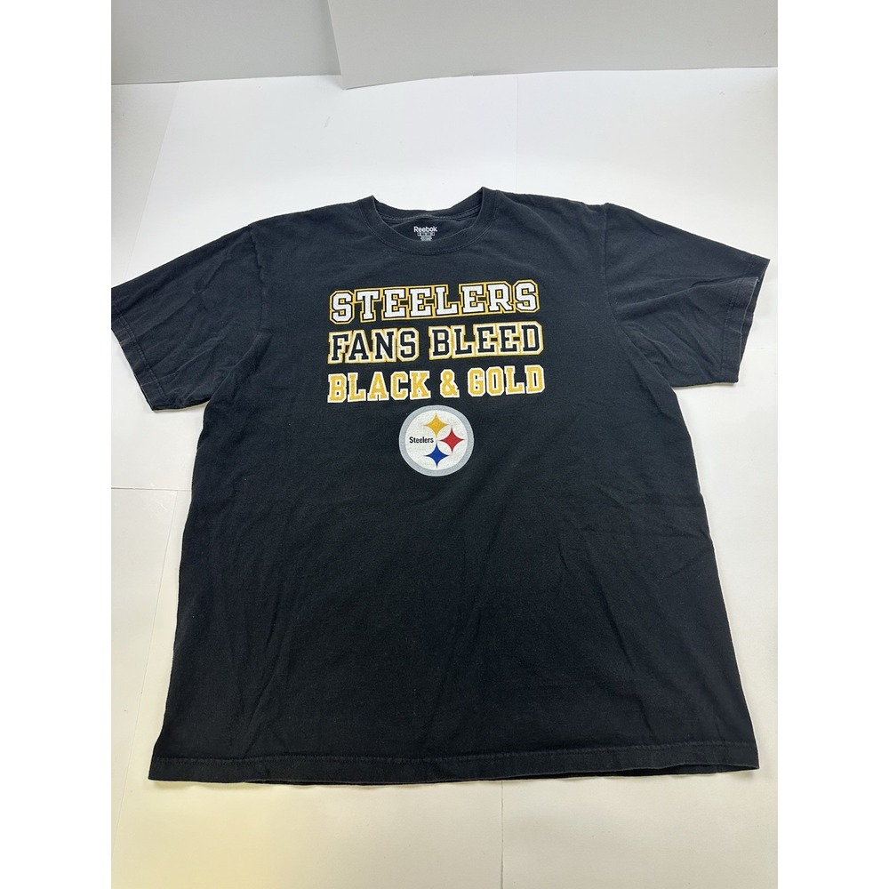 Vintage PITTSBURGH STEELERS BLEED BLACK & GOLD TShirt Size 2XL Y2K Reebok